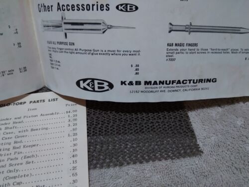 LOT OF K&B*MODEL AIRPLANE ENGINE PARTS*CATALOG & ORDER FORM*SP*SAI - Picture 10 of 12