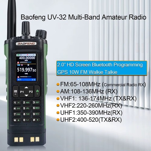 Baofeng UV32 Multiband 10W GPS Amateur Funkgeräte AirBand Aviation Walkie Talkie - Bild 24 von 24