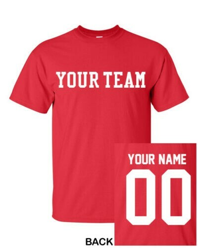 Personalisiertes MASSGESCHNEIDERTES sportliches T-Shirt Ihr Name Nummer Teamname auf Rückseite & Vorderseite - Bild 6 von 25