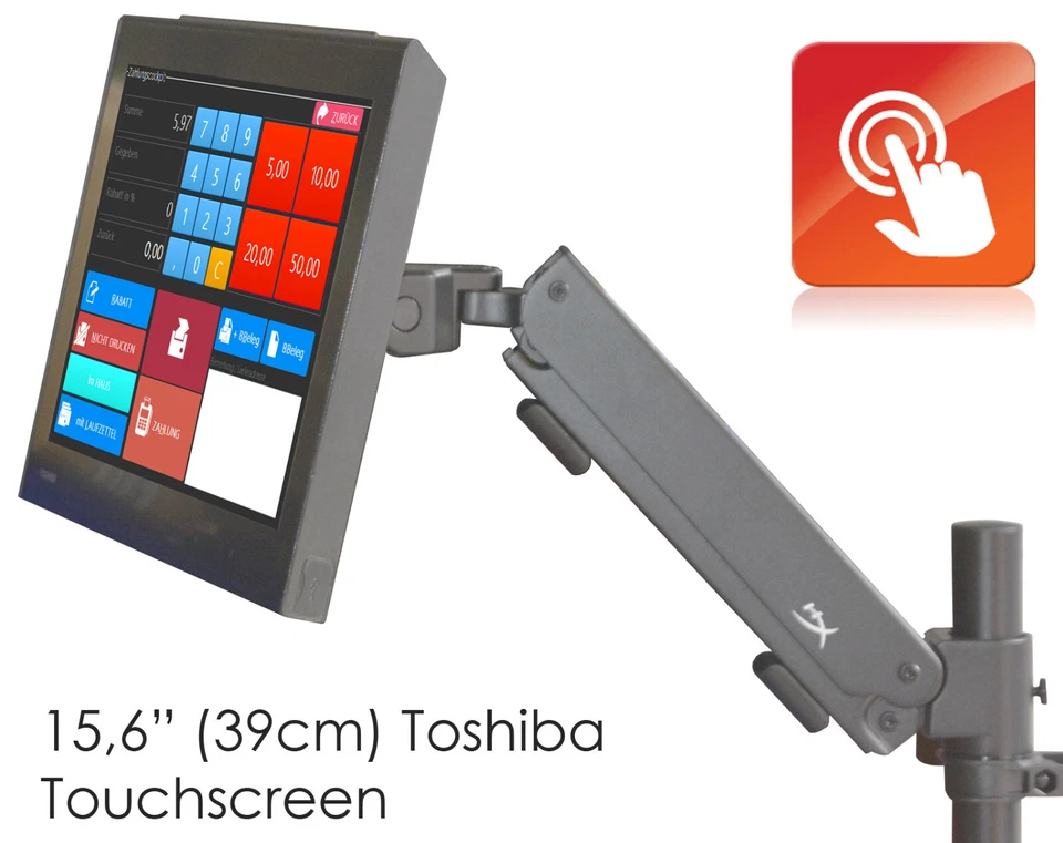 15,6" 39cm MONITOR ELO TOUCHSCREEN KASSE RESTAURANT GUTE MONITORHALTERUNG 15T+F - Bild 2 von 4