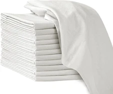 12 Pack Flour Sack Towels, 33"x38", 100% Cotton, for Embroidery, Cleaning, White