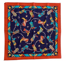 VTG Hav-A-Hank Western Cowboy Boot Print Bandana Handkerchief 50/50 USA RN15187