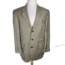 Nautica Mens 42L Biege Herringbone 100 Wool Sport Coat S68