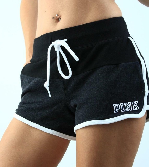 Victoria's Secret PINK Varsity Shorts Two Tone Pockets Logo Stretch NWT XS eBay