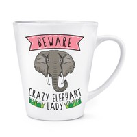 Beware VerrüCkte Elefant Damen 341Ml Latte Becher Tasse - Lustig Tiere Scherz