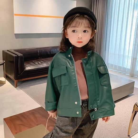 Leather Jacket Cool Baby Girl Motorcycle Biker Coat Age 1-5 Years