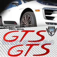 LEFT+RIGHT SIDEBLADE BODY REFLECTIVE VINYL STICKER KIT FOR PORSCHE GTS LOGO RED