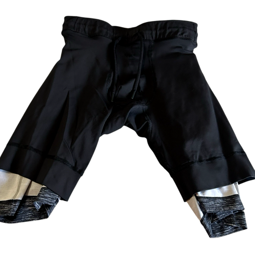 Lululemon Herren Sport Fitness Lauf Shorts meliert schwarz gefüttert Kordelzug S - Bild 9 von 10