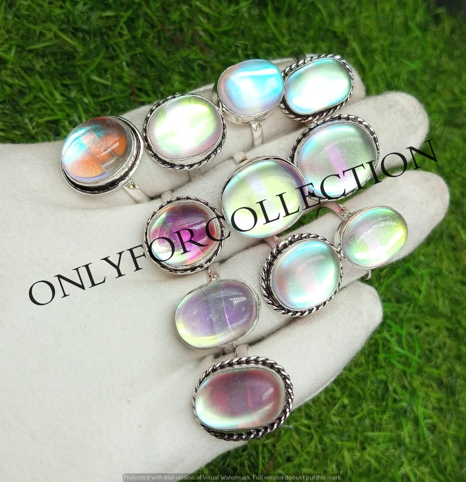 Mystic Topaz Gemstone 925 Sterling Silver Plated Wholesale Lot Good Aura Rings - Image 3 of 4