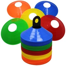 (100) NEW Soccer Field Marking Coaching Multicolor Disc Cones with Holder