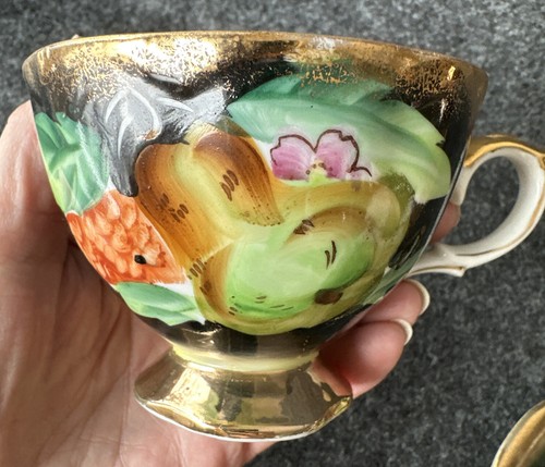 Vintage Shafford Fine China Tea Cup and Saucer Black Pear Pattern - Hard to Find - Picture 15 of 24