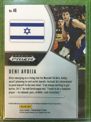 DENI AVDIJA PRIZM ROOKIE CARD JERSEY #8 ISRAEL RC WIZARDS 2020 Panini Prizm No.6 - Picture 4 of 12