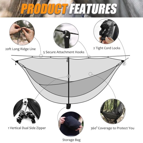 Portable Camping Hammock Bug Net Lightweight Outdoor Mosquito Netting Easy Setup - Picture 4 of 8