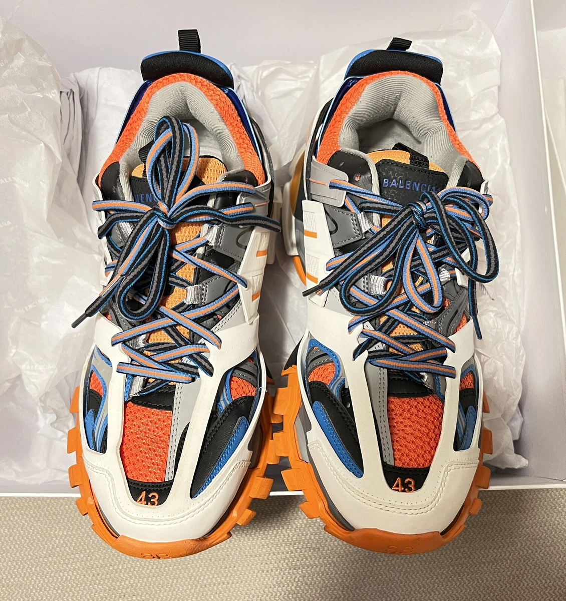 Balenciaga track store orange white