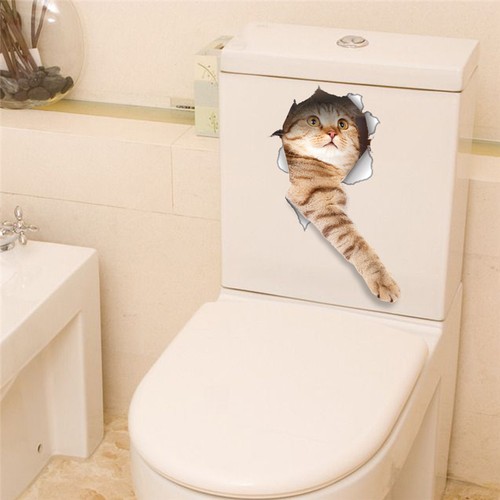 3d Cat 3 Toilet Fridge Laptop Wall Vinyl Decals For Home Decor Mural 23x36 cm - Picture 4 of 7