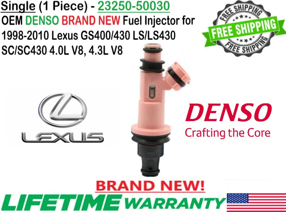 OEM Brand New DENSO Single Fuel Injector For 1998, 99, 2000 Lexus GS400 4.0L V8 — 第 2/4 张图片