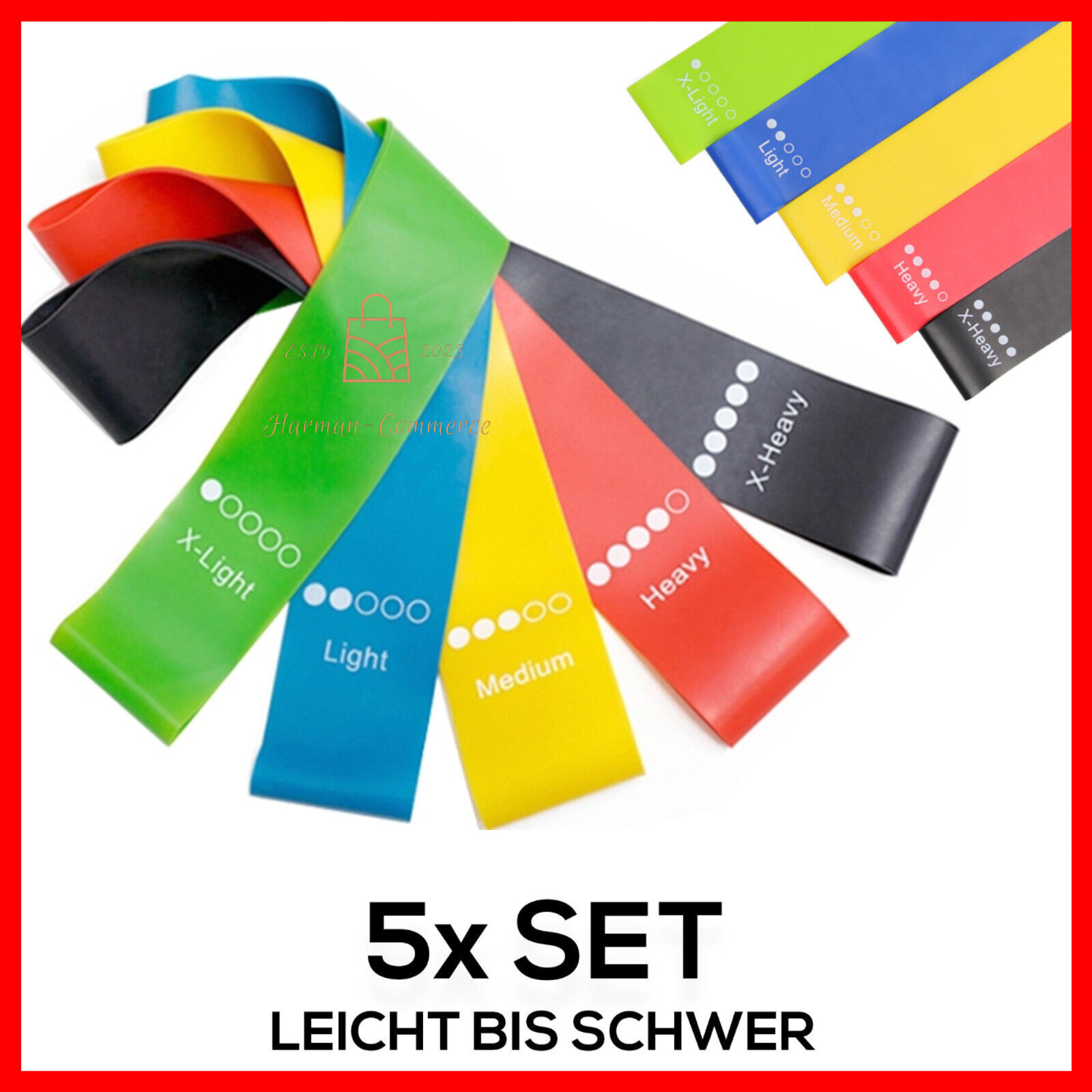 5er-Set Fitnessbänder Gummiband Terra Band Pilates Yoga Band Home Training DE