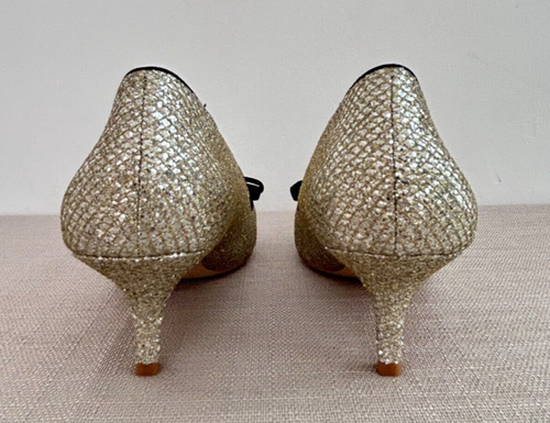 Phase Eight Shoes Women's Gold Glitter Bow Kitten Party Wedding Size 6 BNWOB - Picture 4 of 11