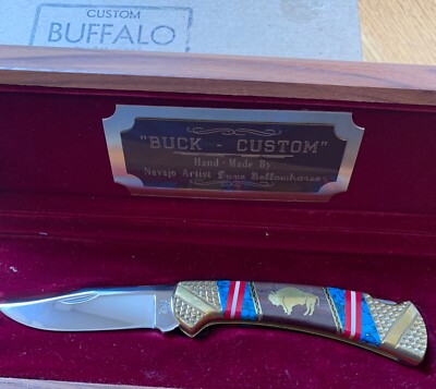 BEAUTIFUL DAVE YELLOWHORSE BUCK 112 BUFFALO KNIFE NEVER USED IN  