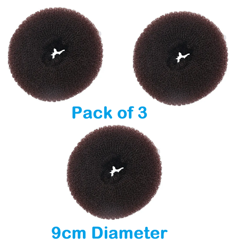 3 pezzi Magic Bun Hair Shaper Styler Ciambella Fai da Te Strumento Updo Ragazza Marrone Scrunchie - Foto 3 di 6