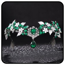 Rhinestone Bride Crowns and Tiaras Silver Flower Fairy Crowns Headband Leaf F...
