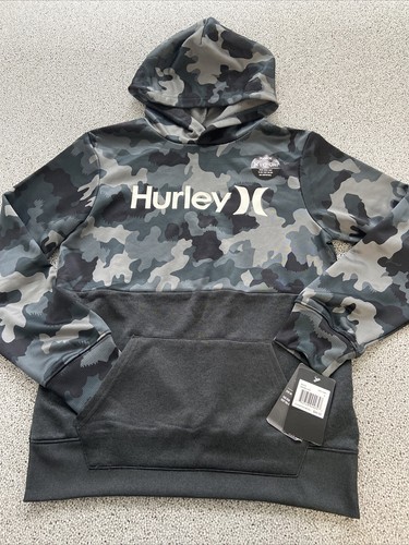 Hurley Hoodie Boys Youth Large Grey Camo H20 Dri Pullover Sweatshirt NEW 12/13yr - Picture 5 of 13