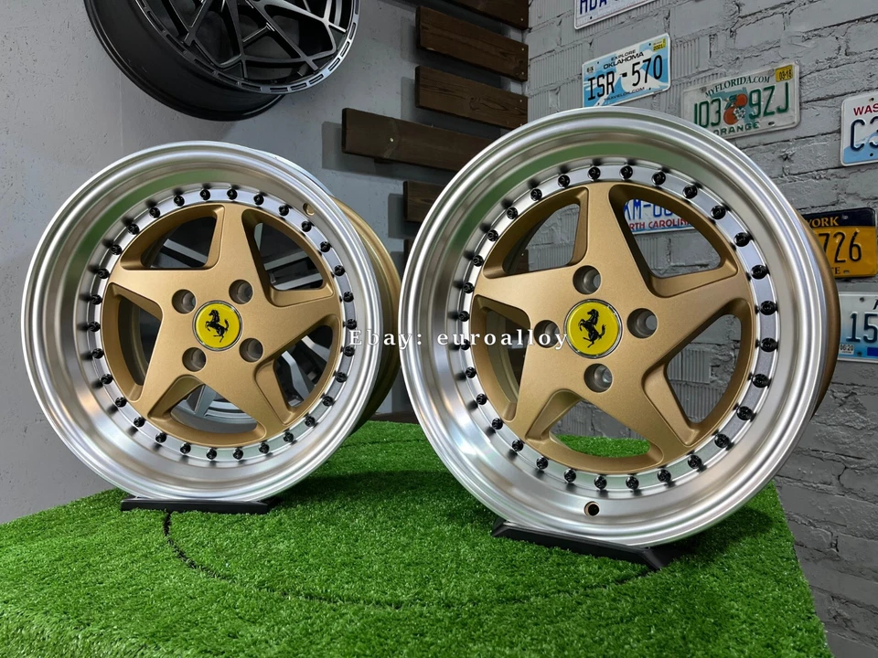 Ruedas JDM pulidas bronce estilo Ferrari 348 4x100 de 15 pulgadas: se adapta a Nissan Foto 3 de 4