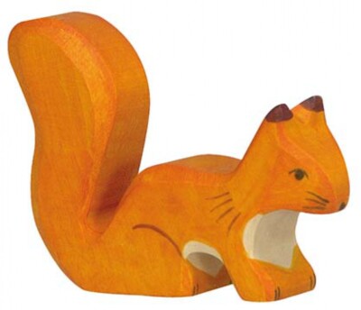 Holztiger 80107 Eichhörnchen, stehend, orange Holzfigur bemalt