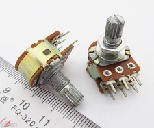 50pcs Linear Taper Rotary Dual Stereo Potentionmeter Pot Shaft 15mm 6Pin