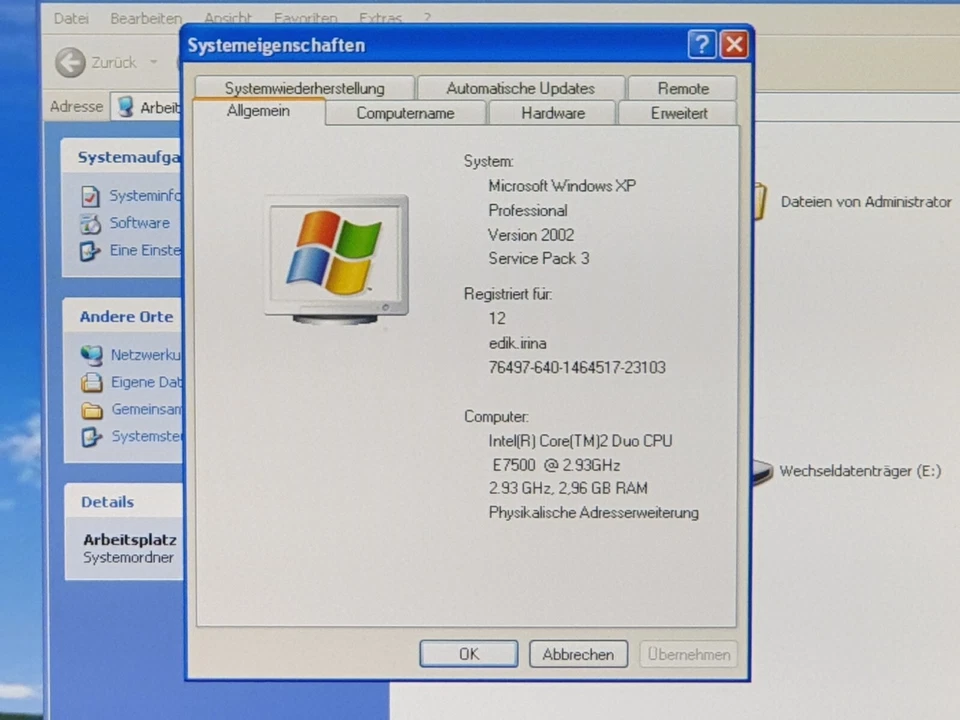HP Schöne Windows XP Retro PC 4GB 160GB DVD Dual Core 2x 2,93GHz Spiel Computer - Bild 4 von 4