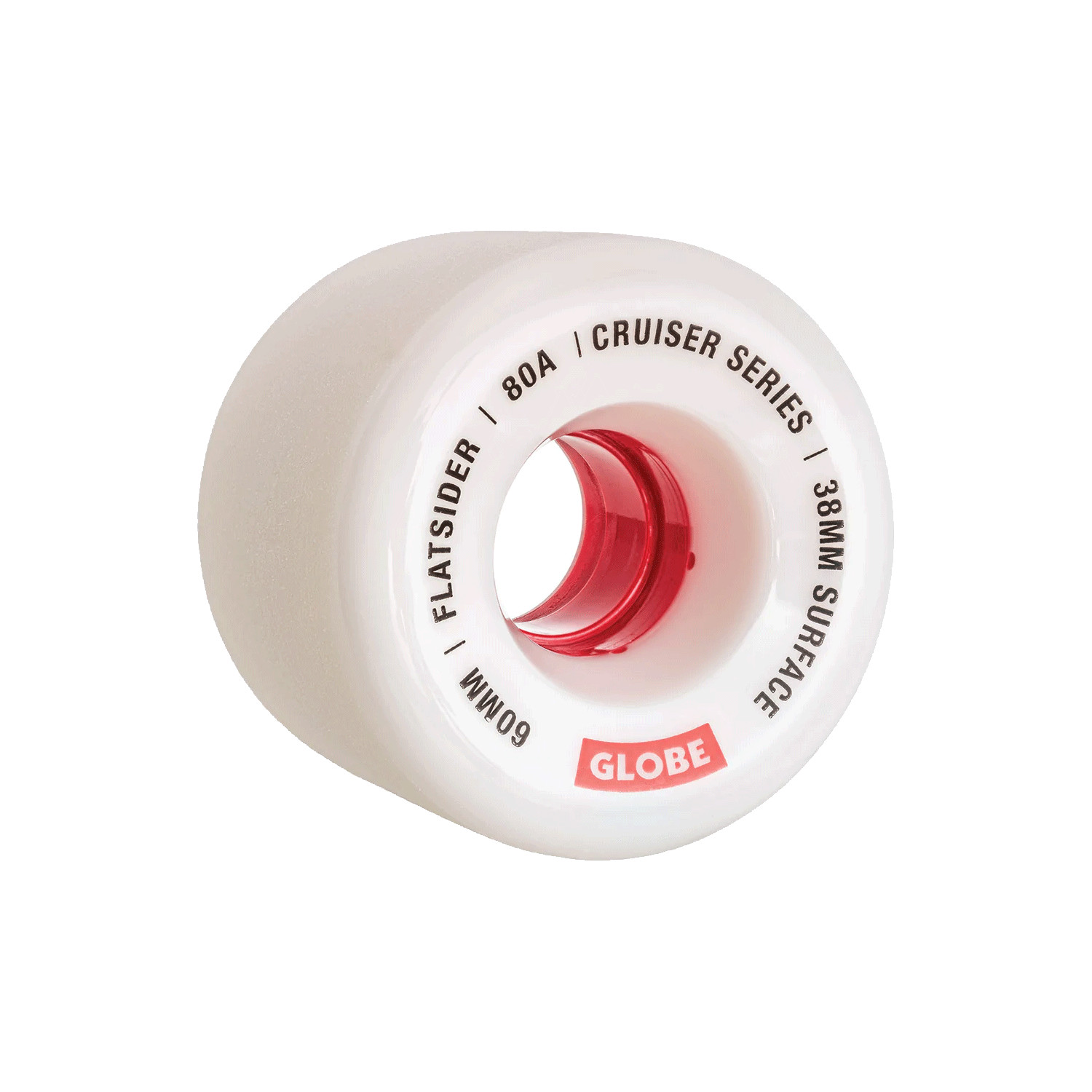 Globe Skateboard / Longboard / Cruiser Wheels Flatsider 60mm 80A White/Red