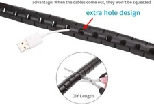25ft X 1/4  inch Cable Sleeve Easy Wrap Wire Organizer Computer TV Home Black