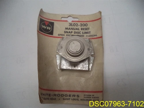 White Rodgers Manual Reset Snap Disc Limit Control L200 3L02-200