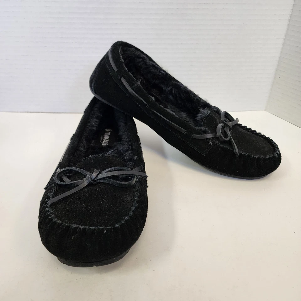 Zapatillas mocasín Makalu California para mujer 7,5 negras forradas borrosas peso ligero Foto 2 de 4
