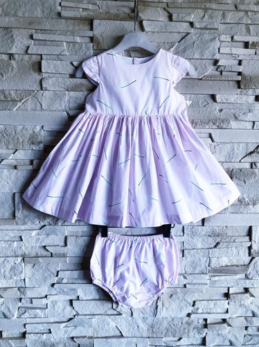 JACADI - ROBE FILLE & SA outlet CULOTTE MOTIF PLUMES, ÉVASÉ, DOUBLÉE & TONS PASTELS 2A