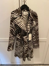 LANVIN FOR H&M RARE WOOL MIX ZEBRA PRINT TRENCH COAT US 4 SMALL BNWT