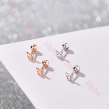 925 Sterling Silver Tiny Butterfly Stud Screw Back Helix Piercing Earrings A4173