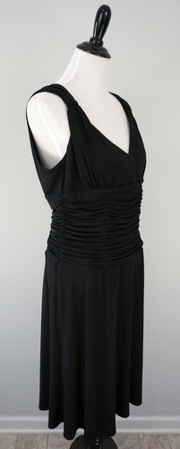 MAGGY BOUTIQUE Black Cinch Waist Faux Wrap Front Sleeveless Maxi Dress Size 14 - Picture 2 of 6