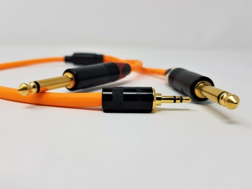 Mini conector estéreo de 3,5 mm a 6,35 mm audio cable auxiliar furgoneta Damme plomo profesional naranja 3M - Imagen 4 de 8