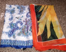 NEW Set of 2 THE SPECIALTY HOUSE Silk Summer Scarves Square 30"x30" NICE 