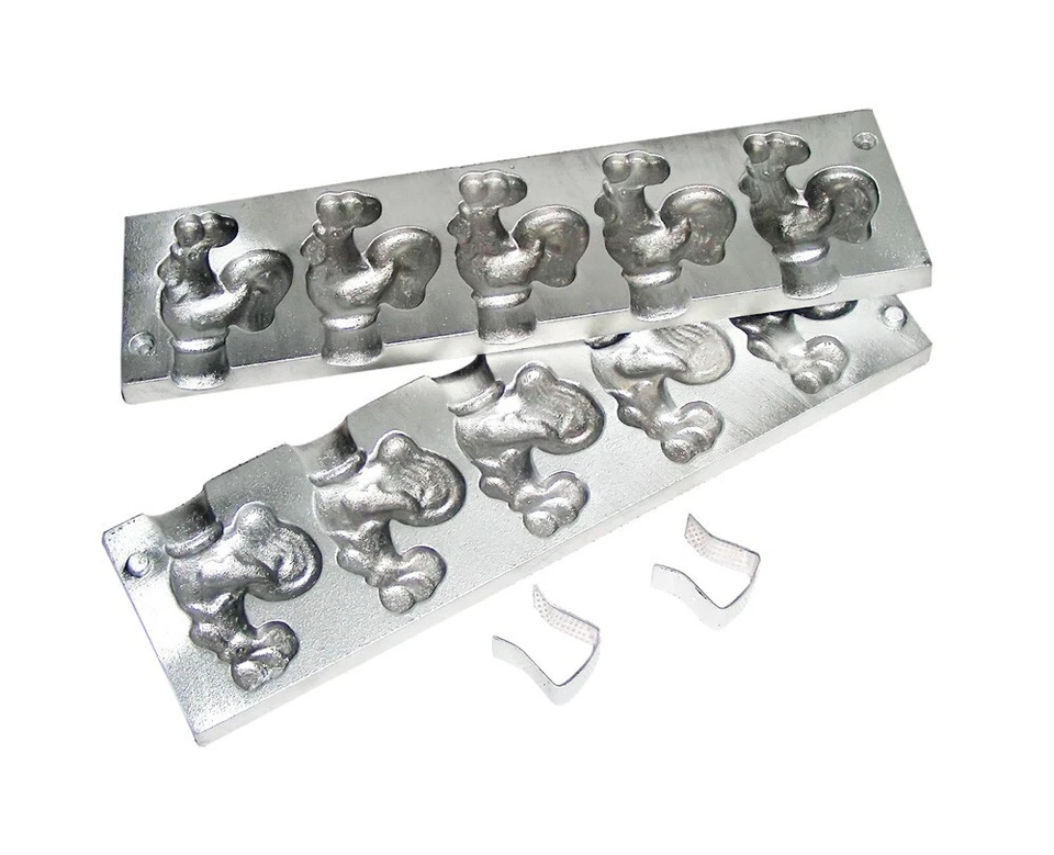 CARAMELO DE ALUMINIO FUNDIDO DE COLECCIÓN FORMA DE PIRULETA 2 PIEZAS GALLOS GALLO COCK-A-DOODL Foto 2 de 4