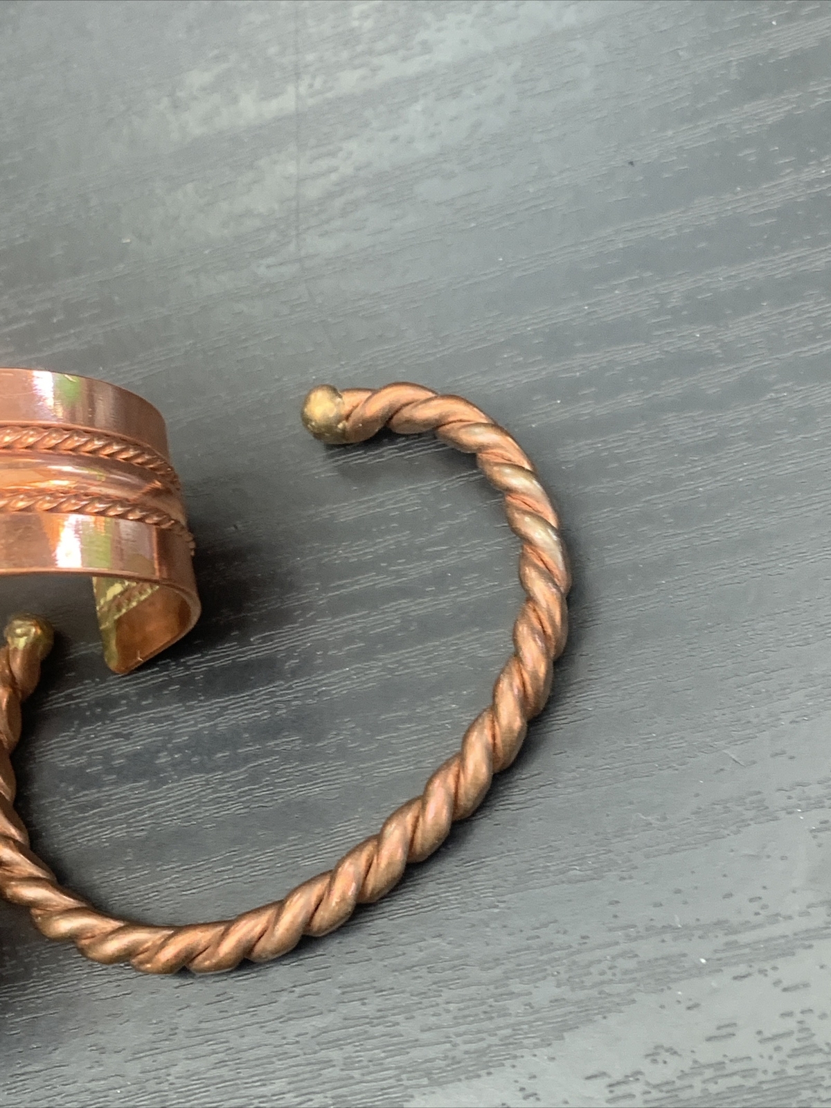 Vintage quality solid copper open back cuff brace… - image 4