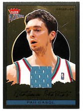 2003-04 Fleer Platinum Pau Gasol Portraits jersey patch card Grizzlies HOF