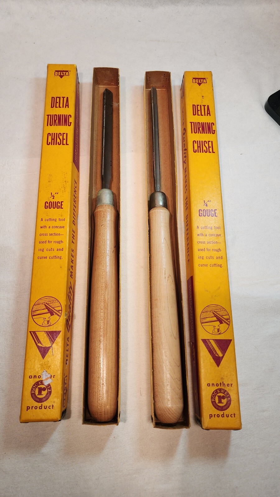 Vintage Delta Rockwell USA Lathe Chisels Gouges Set of 2 Turning Tools