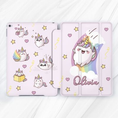 Custom Name Kawaii Unicorn Case For iPad Mini 7 Pro 13 12.9 Air 11 10.2 10.9 A16