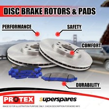 Protex Front Disc Brake Rotors + Blue Pads for Chevrolet Corvette C5 1997-1998