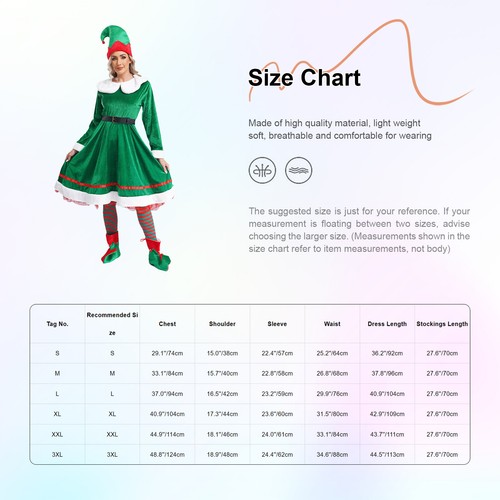 AU Womens Christmas Elf Costume Santa Helper Velvet Fancy Dress 5-piece Set - Picture 12 of 21