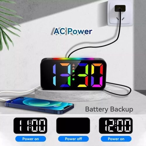 Digital Alarm Clock for Heavy Sleeper Bedroom LED Display Night Light w/ Shaker - Picture 6 of 10