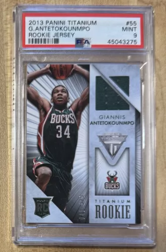 Giannis Antetokounmpo Rookie Card Worn Patch /325 PSA 9 Only3⬆️ 2013 RC Titanium