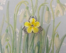 PRIMROSE SCARF RING Yellow Wedding Primrose Remembrance Scarf Ring HAND PAINTED